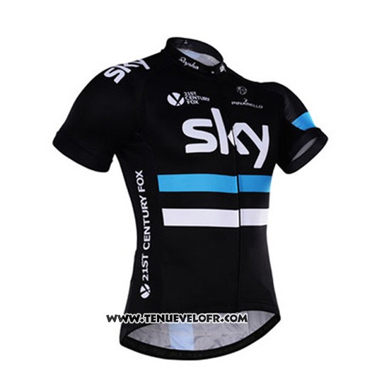 2016 Maillot Ciclismo Sky Blanc et Noir Manches Courtes et Cuissard